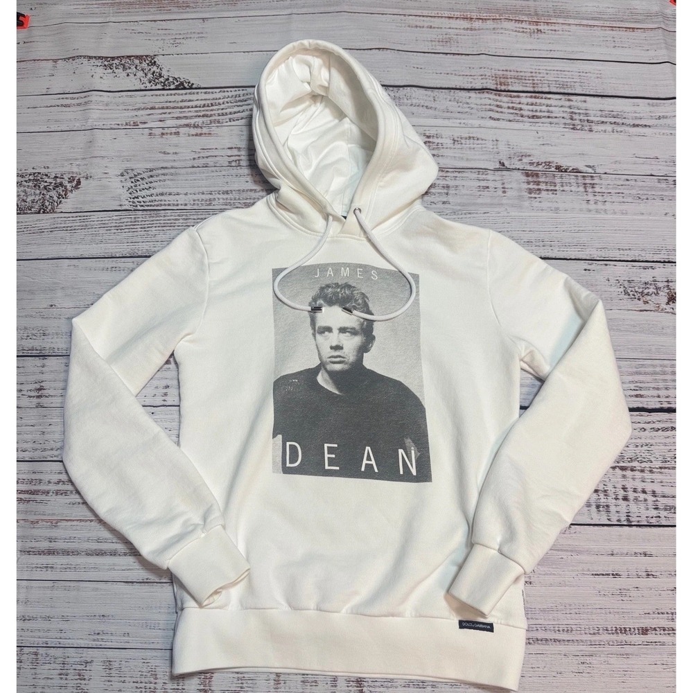 Dolce & Gabbana James Dean Hoodie Size 48 M Graphic Print White Cotton Italy